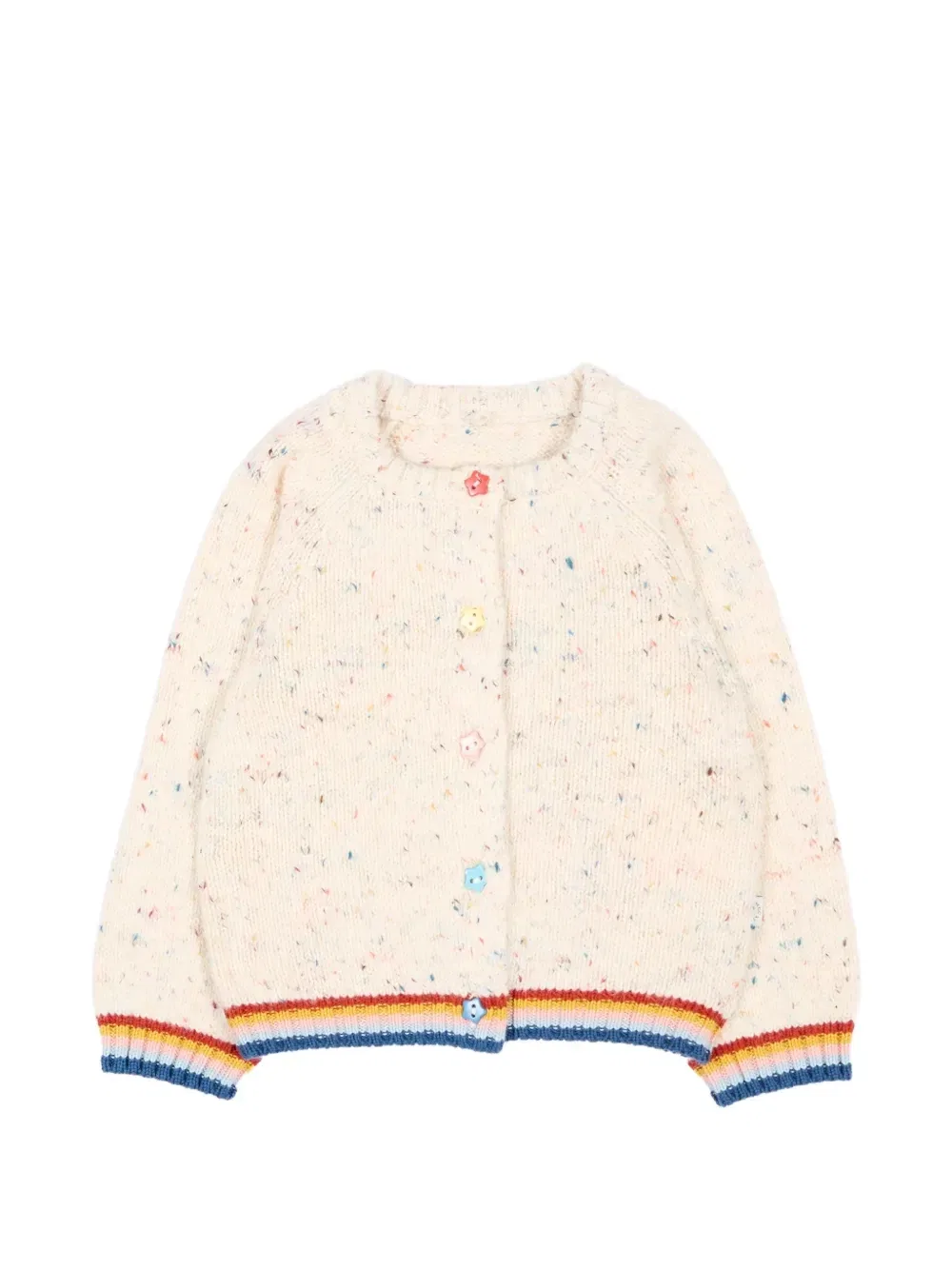 Кардиган из смеси пряжи с воротником в полоску Stella Mccartney Kids, бежевый