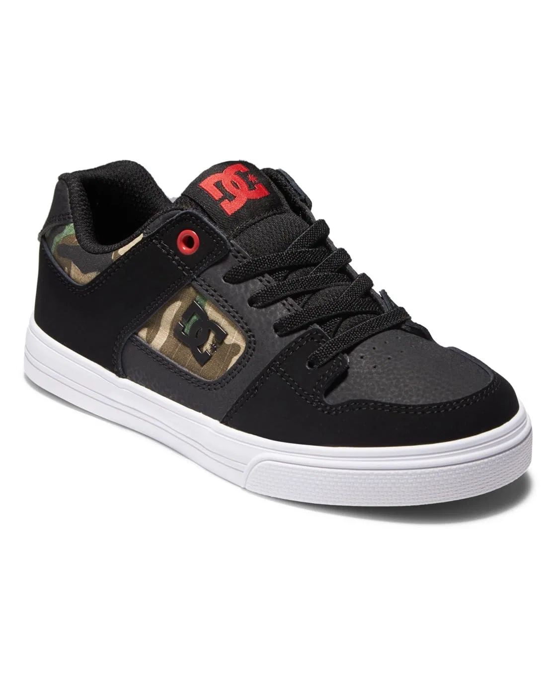 Детские кроссовки для мальчиков с эластичными шнурками DC Shoes Pure Elastic, Black Camo