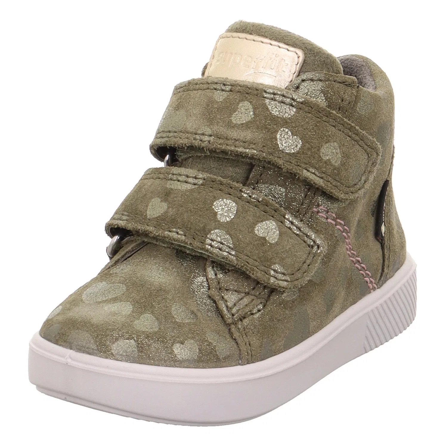 Детские ботинки на липучках Superfit, Khaki-Rosa