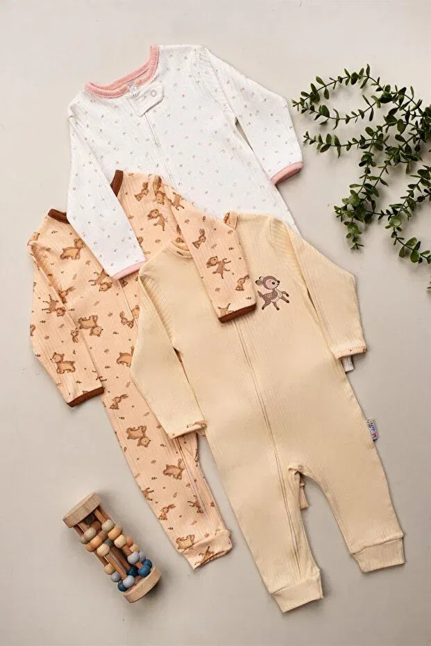 Детский комбинезон для девочек хлопковый, комплект из 3 предметов, Basics, Enia Baby, Multicolor