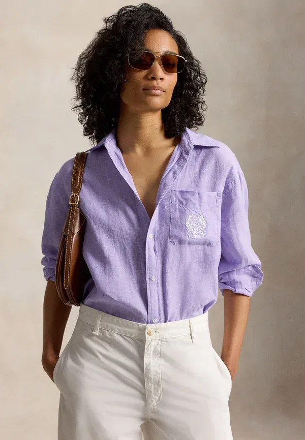 Блузка из льна Wimbledon woven shirt, Polo Ralph Lauren, Purple, фиолетовый