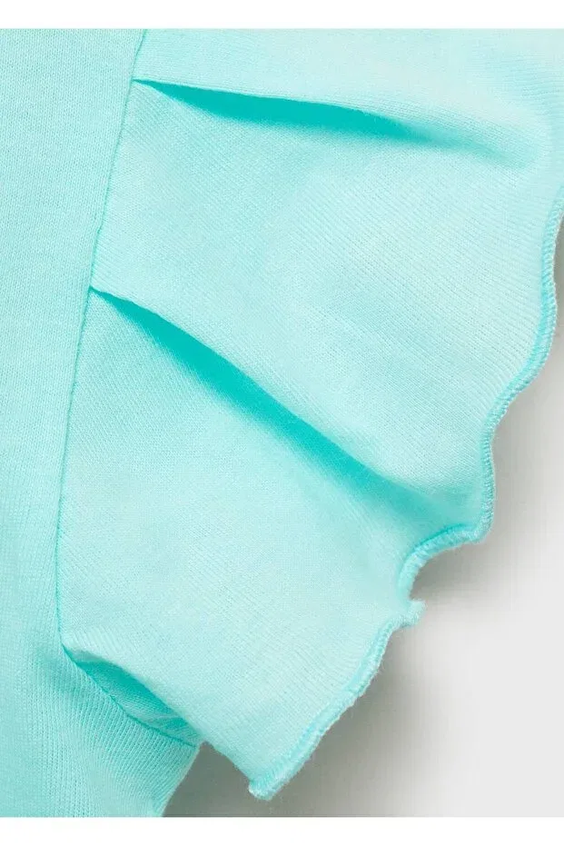 Детская футболка для девочек с оборками Mango Baby, Water Green — фото 3