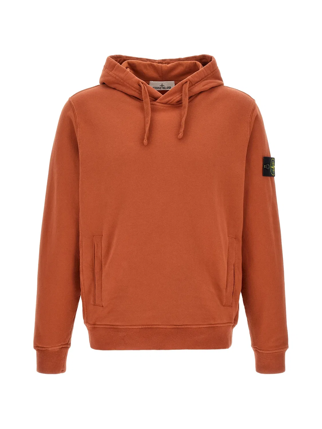 Худи на молнии из хлопкового флиса оранжевого цвета Stone Island, оранжевый