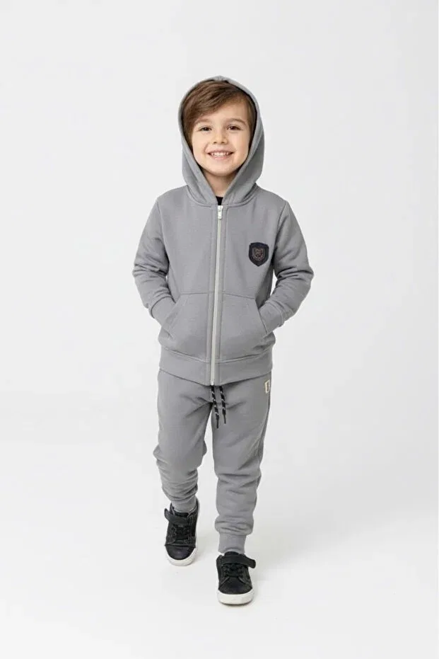 Детский спортивный костюм для мальчиков на молнии с капюшоном Mnk Baby&Kids, Gray — фото 2