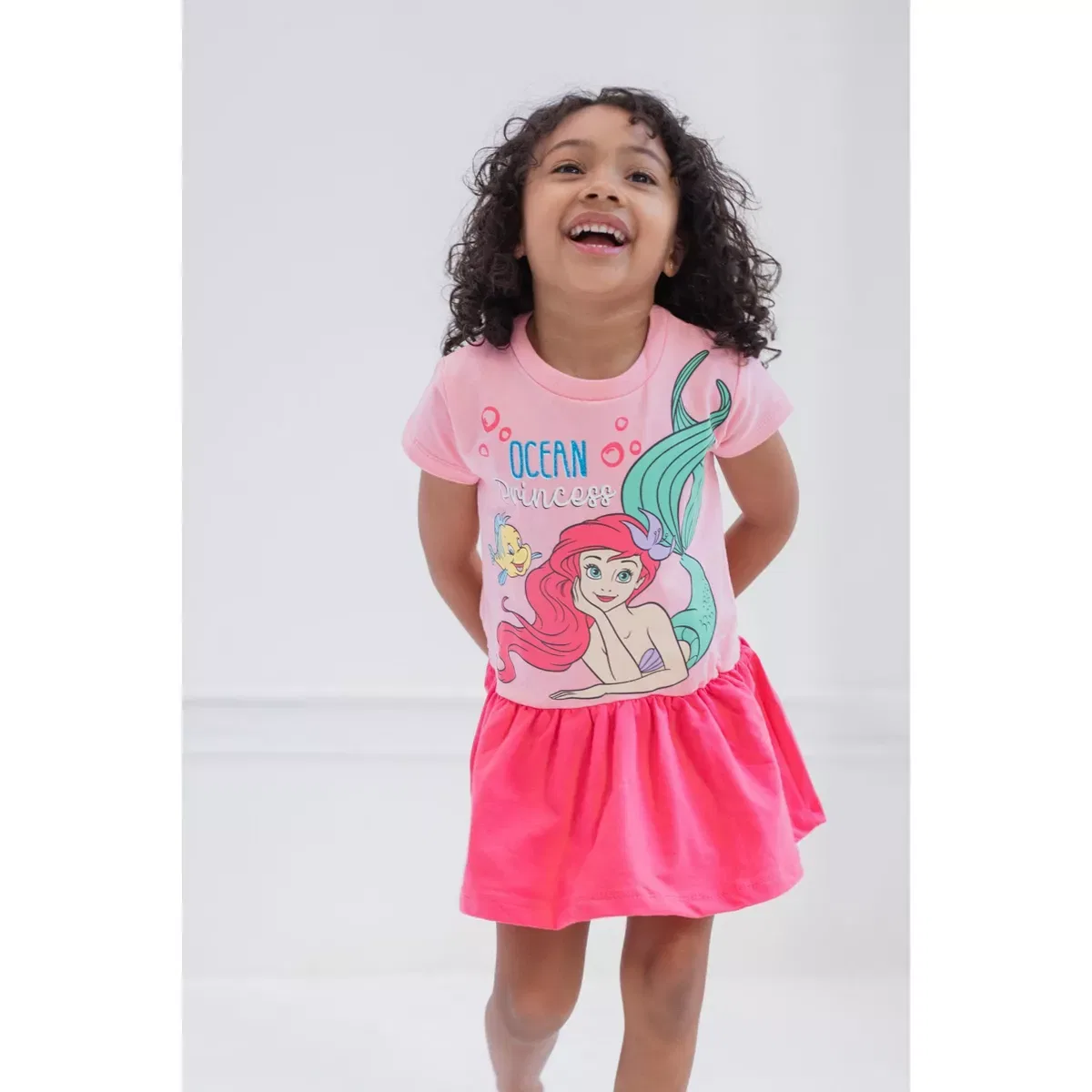Детское платье для девочек с принтом Disney Princess French Terry Dresses, Heather Navy — фото 2