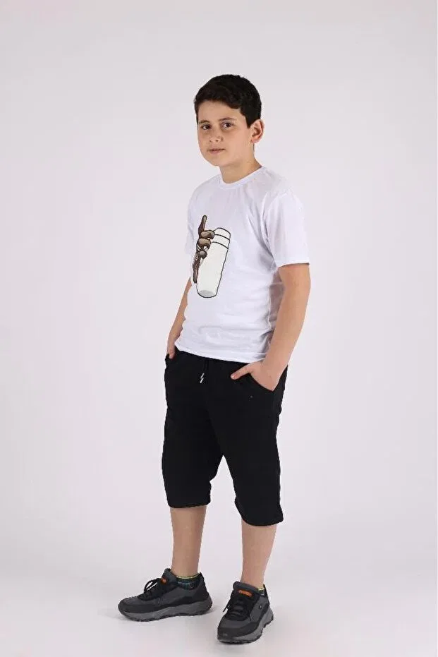 Детские шорты для мальчиков капри с двойными карманами Çiko Kids, Black — фото 4