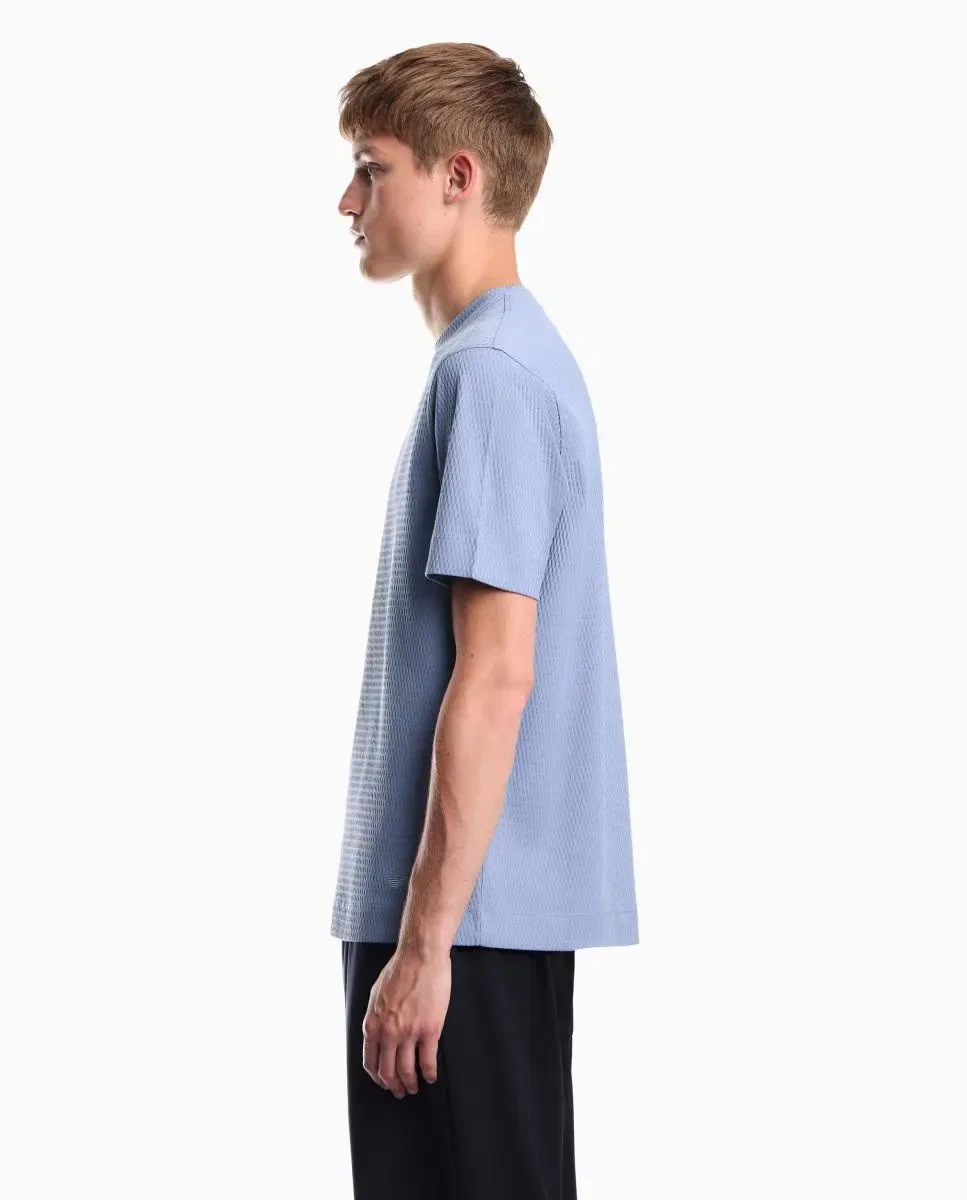 Мужская футболка с коротким рукавом из жаккарда Emporio Armani, Azul Claro — фото 3