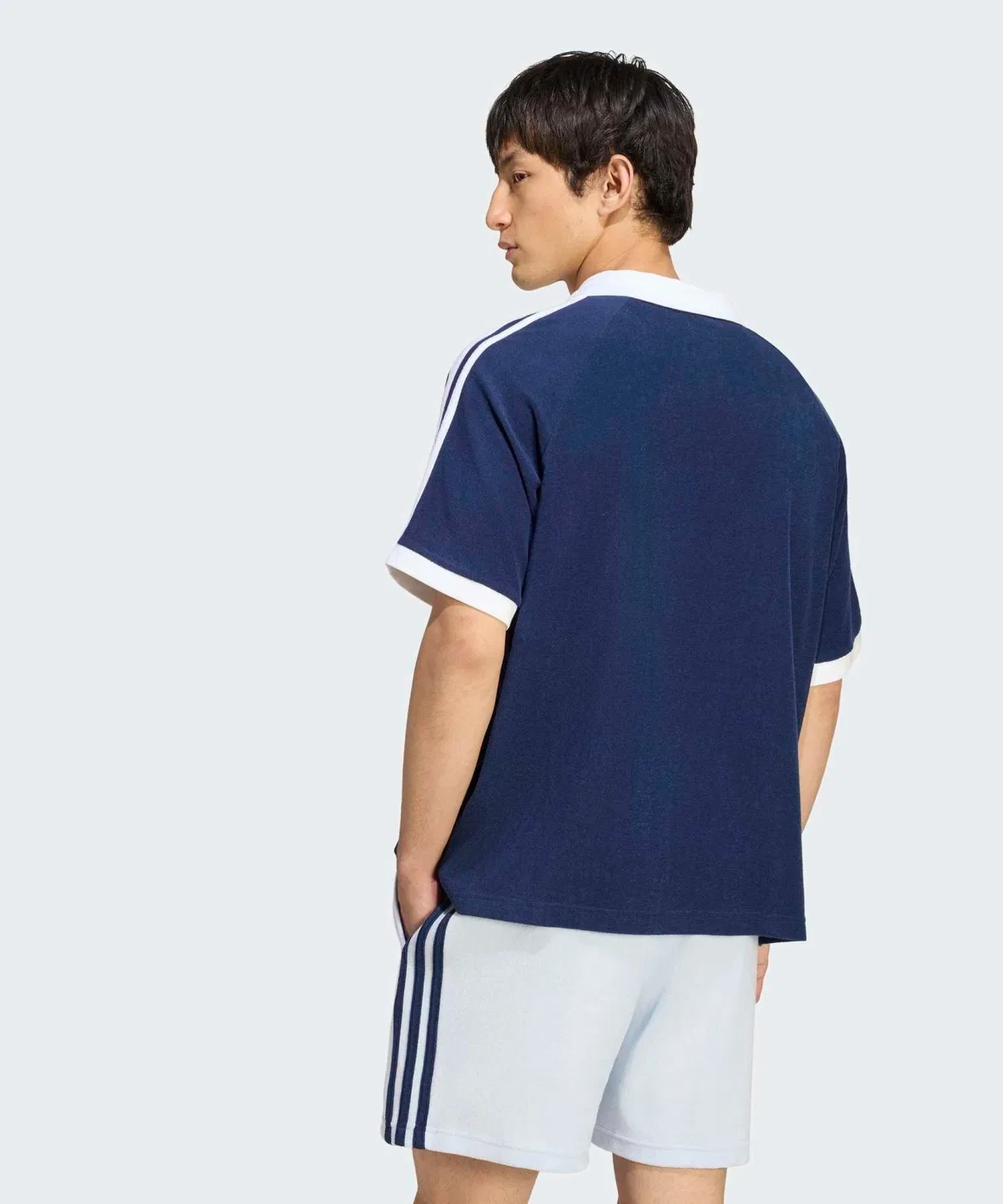 Мужское поло оверсайз с V-образным вырезом Terry Polo Adidas Originals, Blue — фото 4