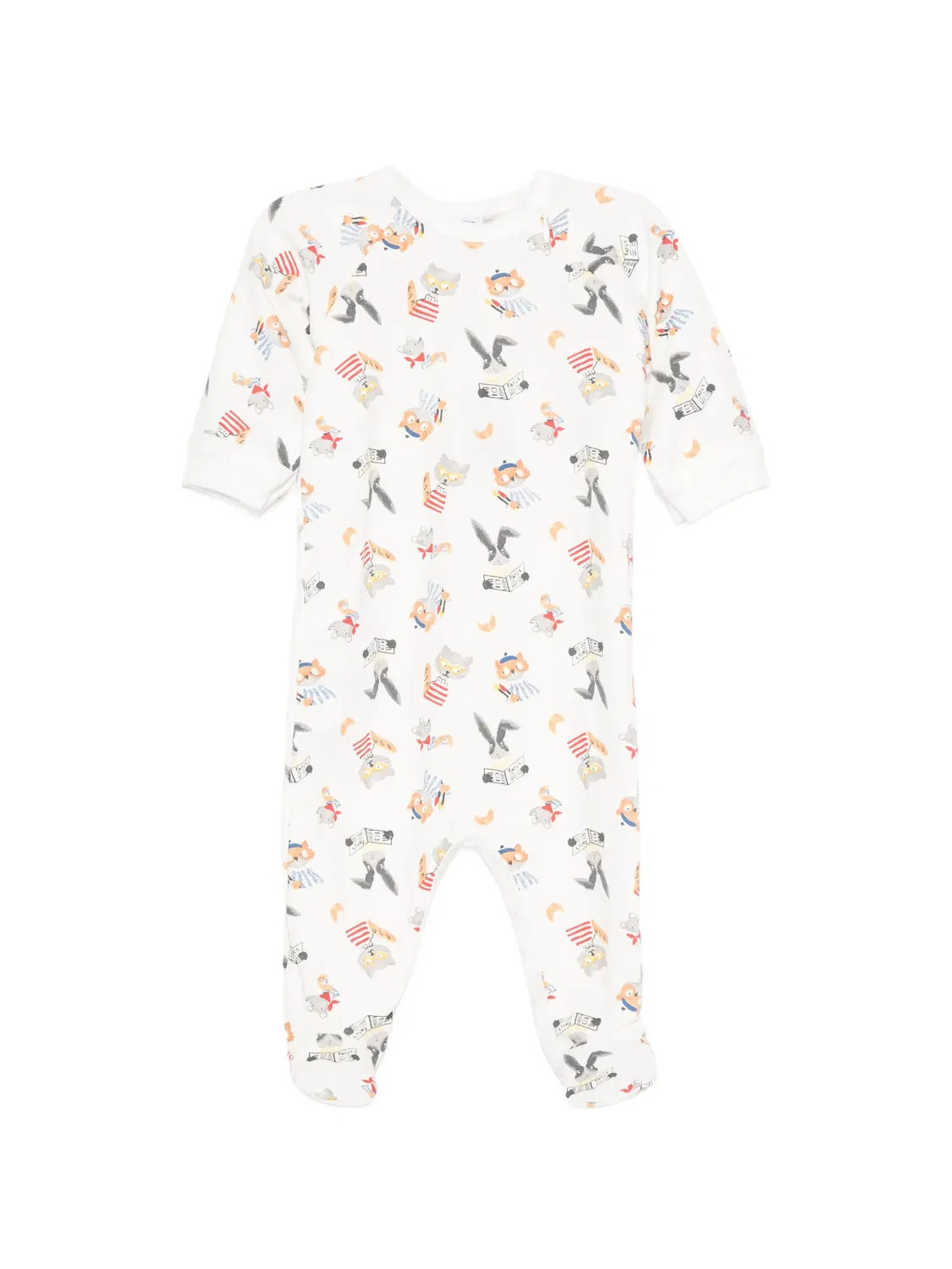 Пижама с длинными рукавами и анималистичным принтом Petit Bateau, белый