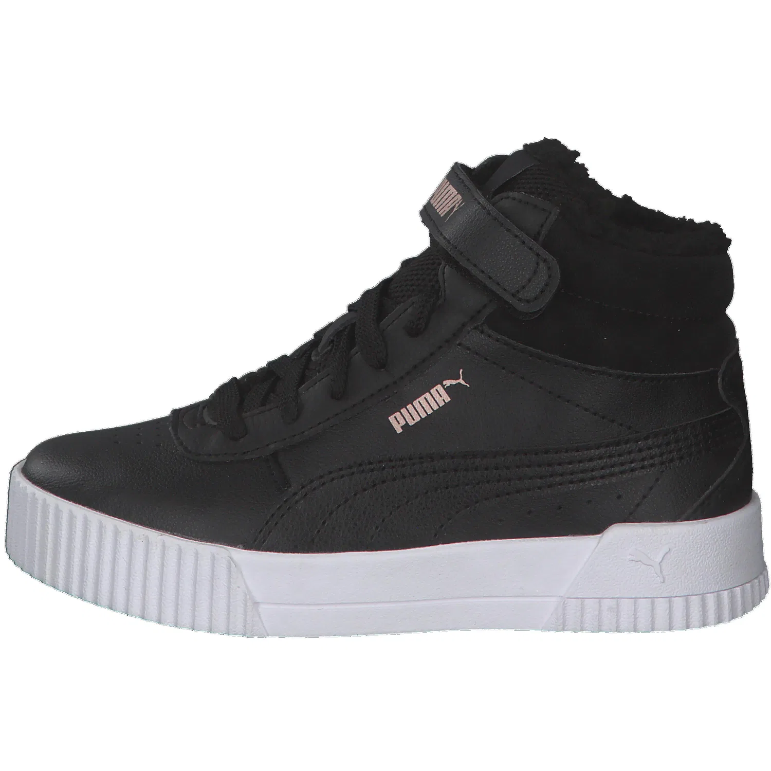 Детские кроссовки с высоким берцем Carina Mid FUR PS Puma, Schwarz Gold — фото 2