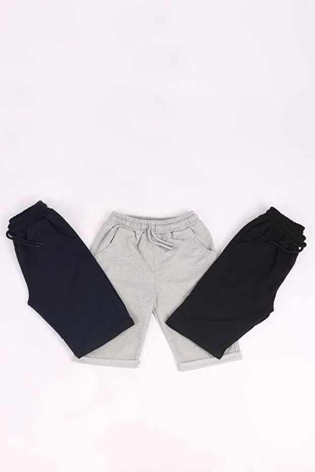 Детские шорты для мальчиков хлопковые 3-предметный набор Çiko Kids, Black-Gray-Lacquvert