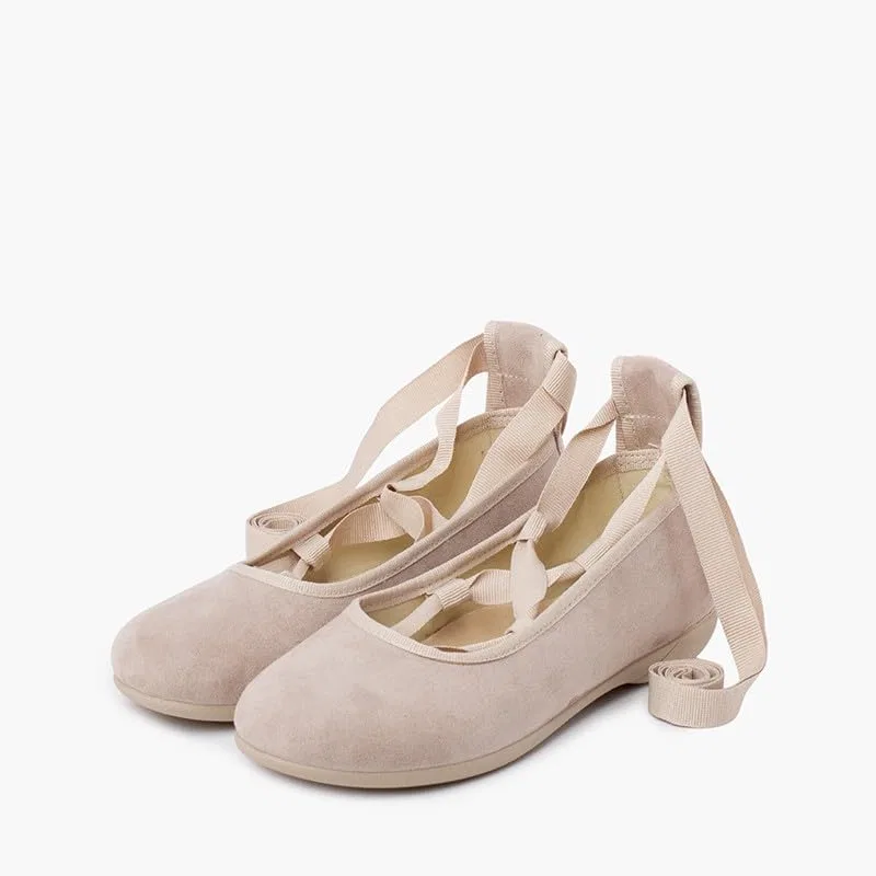Детские балетки для девочек из искусственной замши Pisamonas, Beige — фото 4