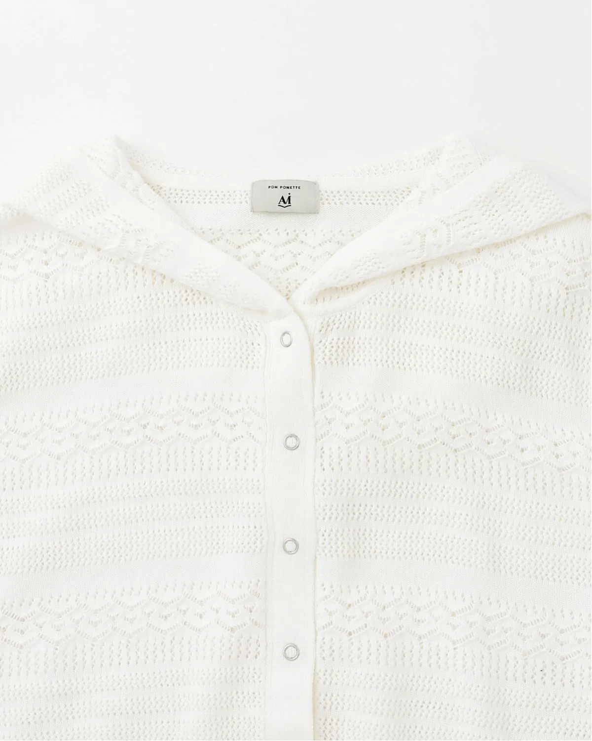 Pom ponette junior Детский комплект из нитяного топа без рукавов и топа с принтом, POM PONETTE AMI, Off White — фото 4