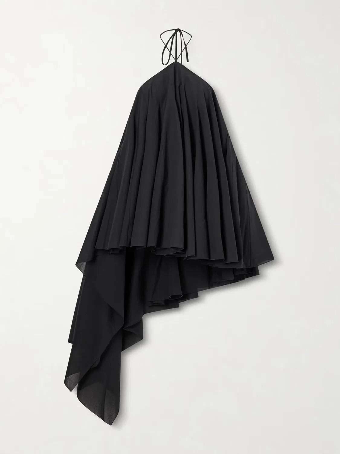 Асимметричное платье Courte из хлопкового крепа с воротником-халтером Jacquemus, черный