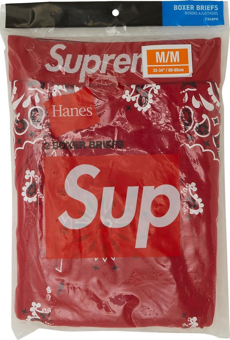 

Боксеры Supreme x Hanes Bandana Boxer Briefs (2 Pack) 'Red', красный