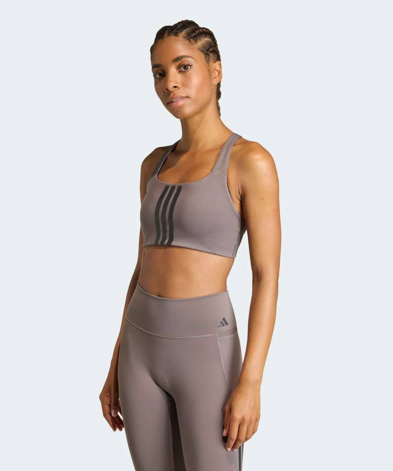 Женский спортивный бюстгальтер средний уровень поддержки Optimum Workout Three Stripes Medium Support Bra Adidas, Grey