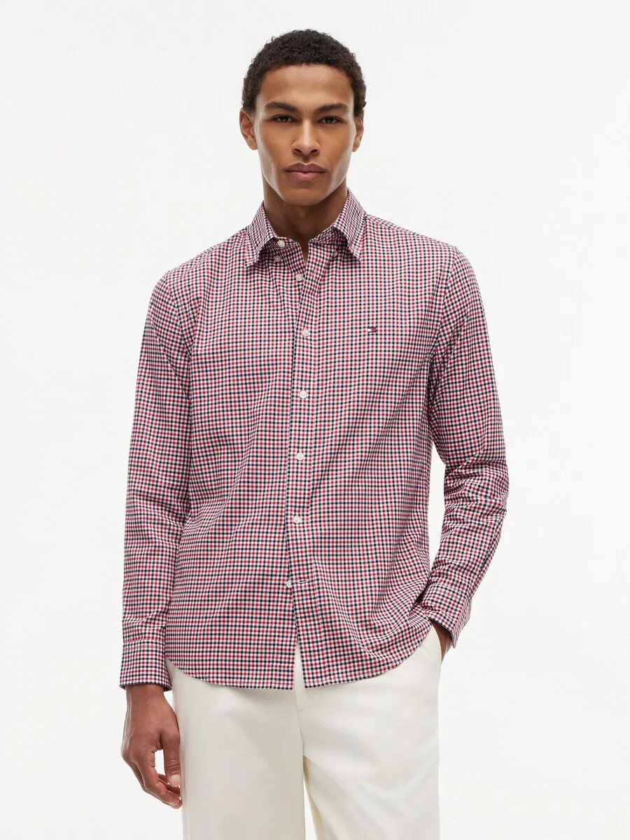 Рубашка на пуговицах TOMMY HILFIGER прямого кроя, цвет «Regular Fit Flex Gingham», красная — фото 3