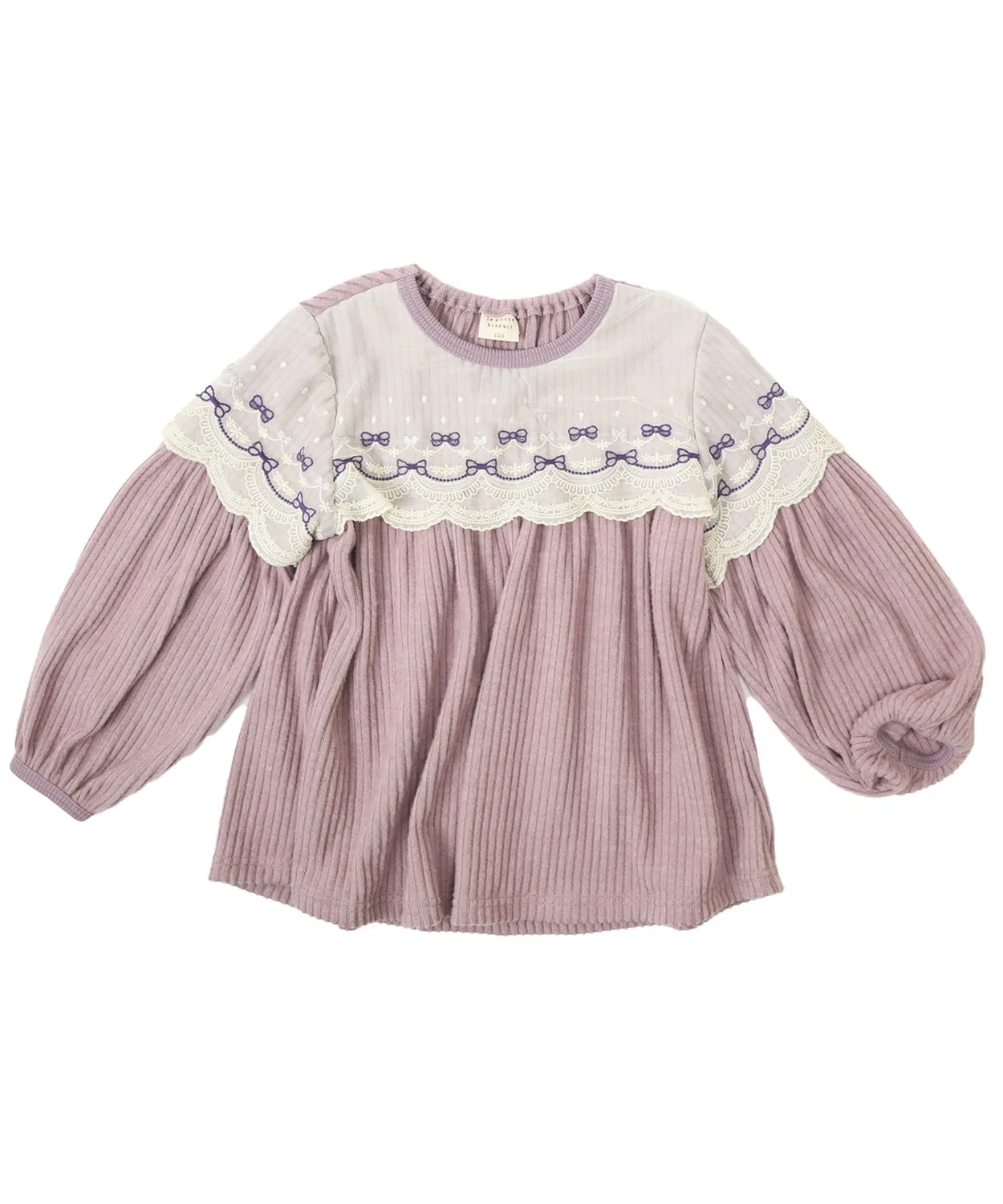 Детская туника для девочек с длинным рукавомRibbon Embroidery Lace la poche biscuit, Lavender — фото 4
