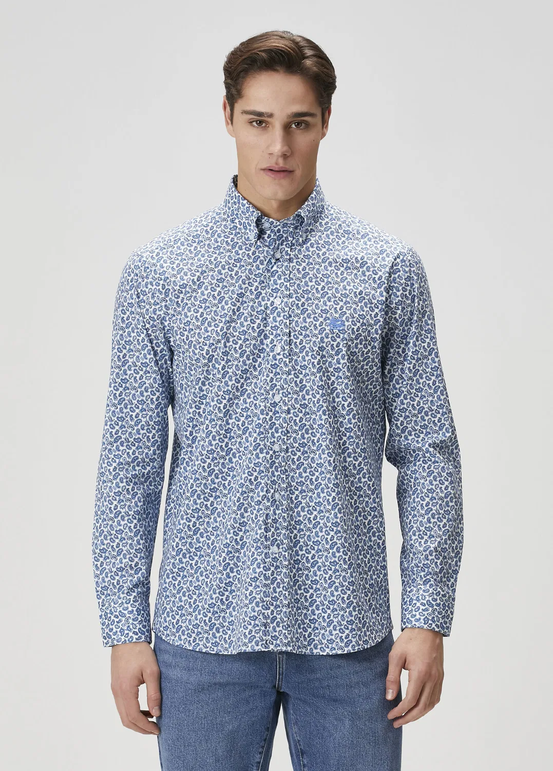 Рубашка этнический узор Etro, синяя