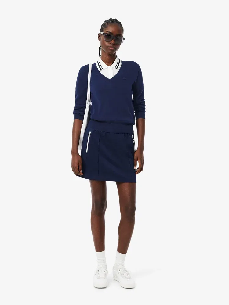 Свитер женский LACOSTE Light Cotton, V-образный вырез, Navy — фото 4