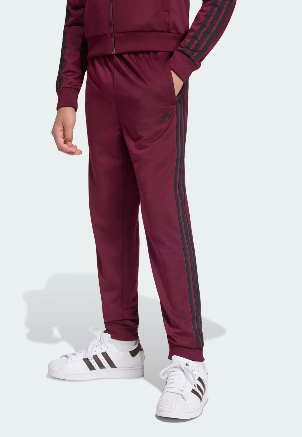 Зауженные брюки Adidas Originals SST рубиново-красного цвета — фото 2