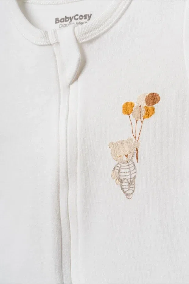 Детский комбинезон с коротким рукавом Babycosy Organic Wear, Ecru — фото 2