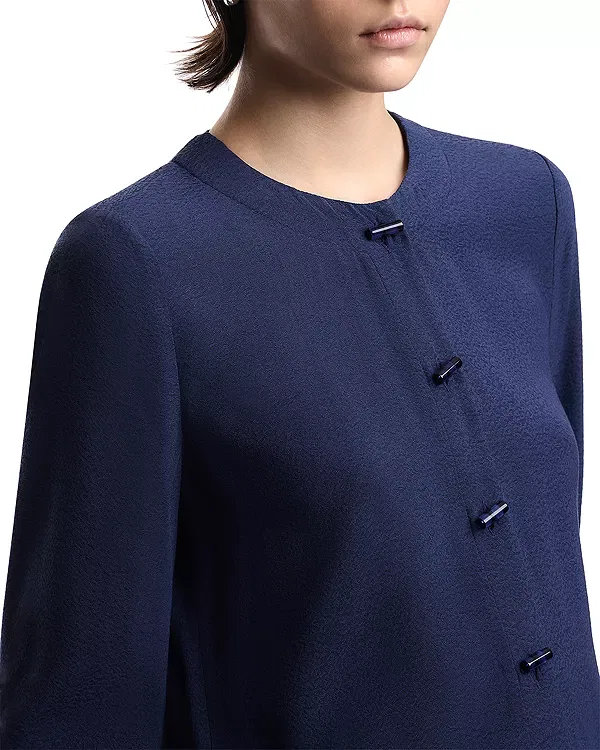 Женская блуза с длинным рукавом из жаккарда Emporio Armani, Mineral Blue — фото 4