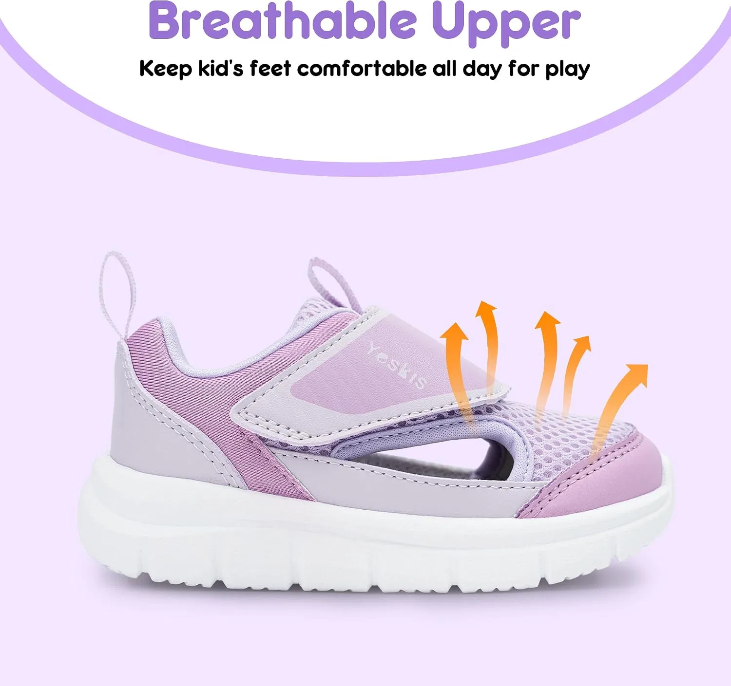 Детские кроссовки с закрытым носком для мальчиков и девочек YESKIS, Purple Shoes — фото 3