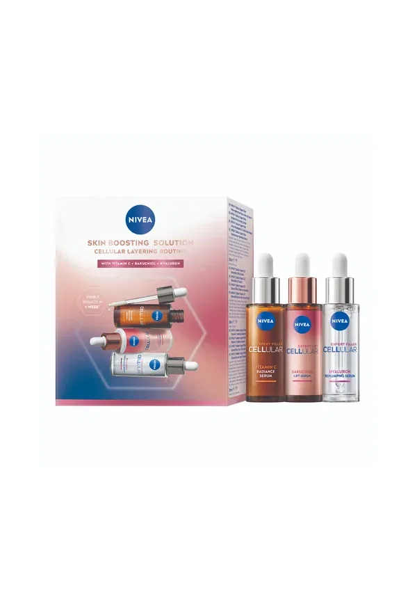Набор для ухода за кожей из 3 предметов: сыворотка Cellular Expert Filler Hyaluron Replumping Serum Nivea, 90 мл