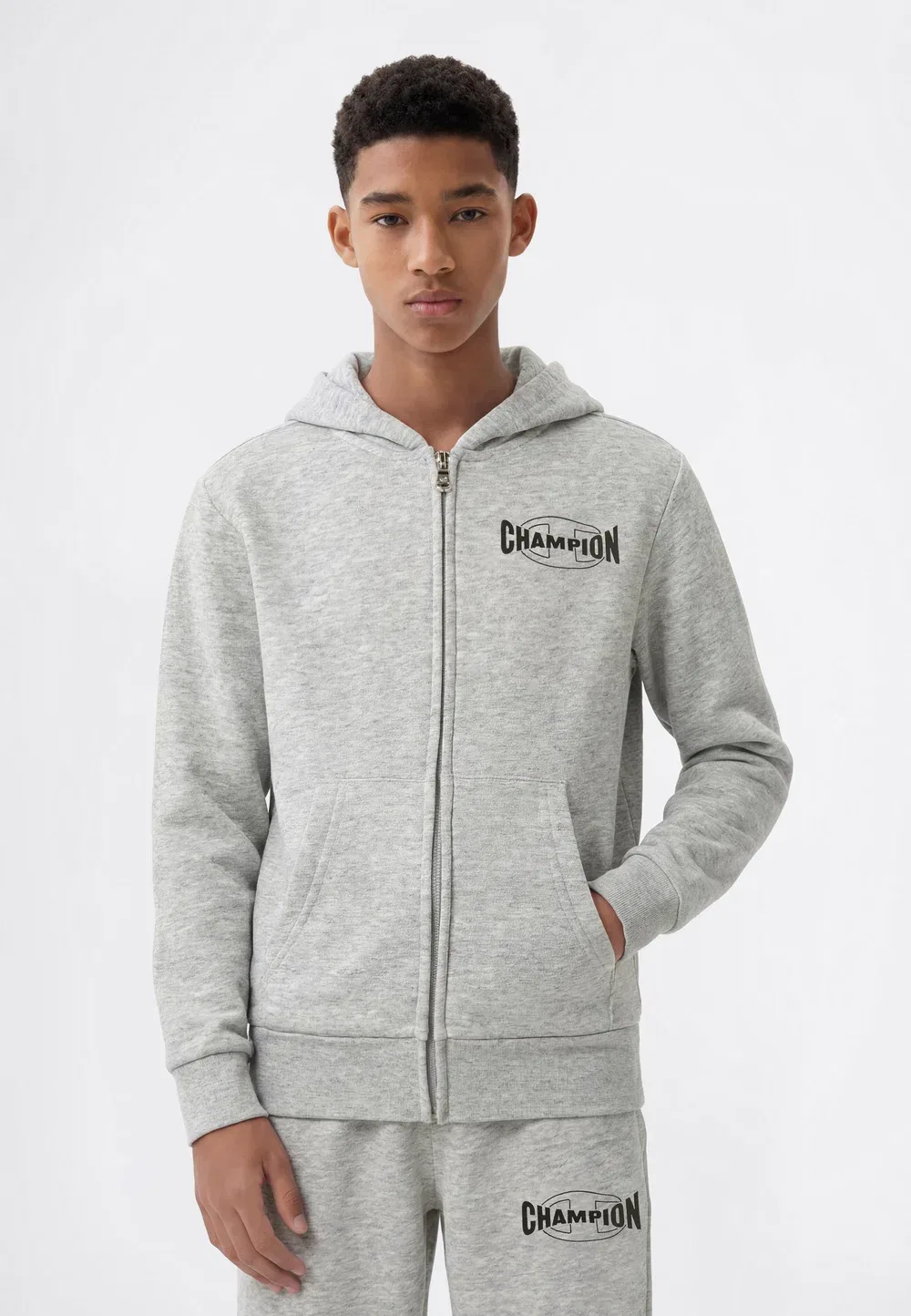 Толстовка на молнии, стандартный крой - свитшот на молнии Champion, Light Grey