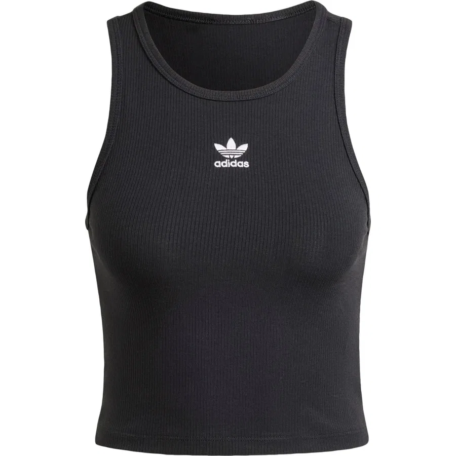 Женский топ без рукавов из рибаны adidas ESS RIB TANK IW5736, Черный — фото 3