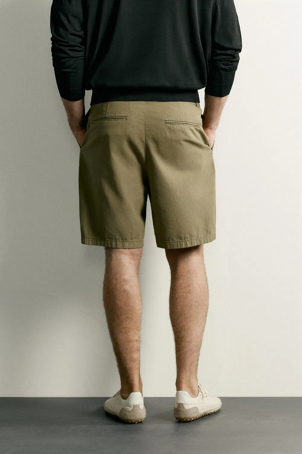 Плиссированные бермудские шорты стандартного кроя ZARA, Beige — фото 3