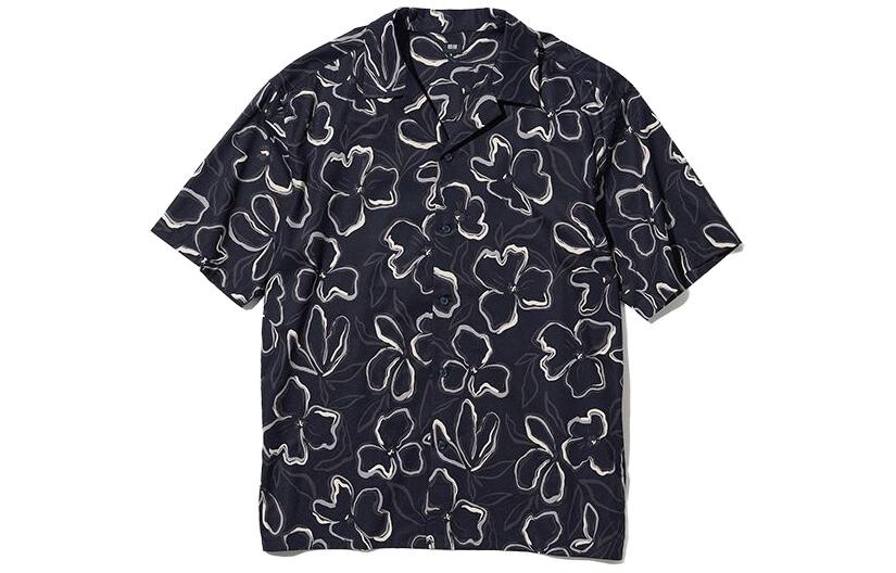 

Рубашка унисекс темно-синяя Uniqlo, темно-синий