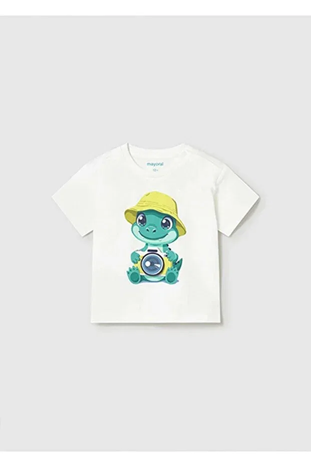 Детская футболка для мальчиков с принтом Summer baby boy printed tshirt Mayoral, Ecru
