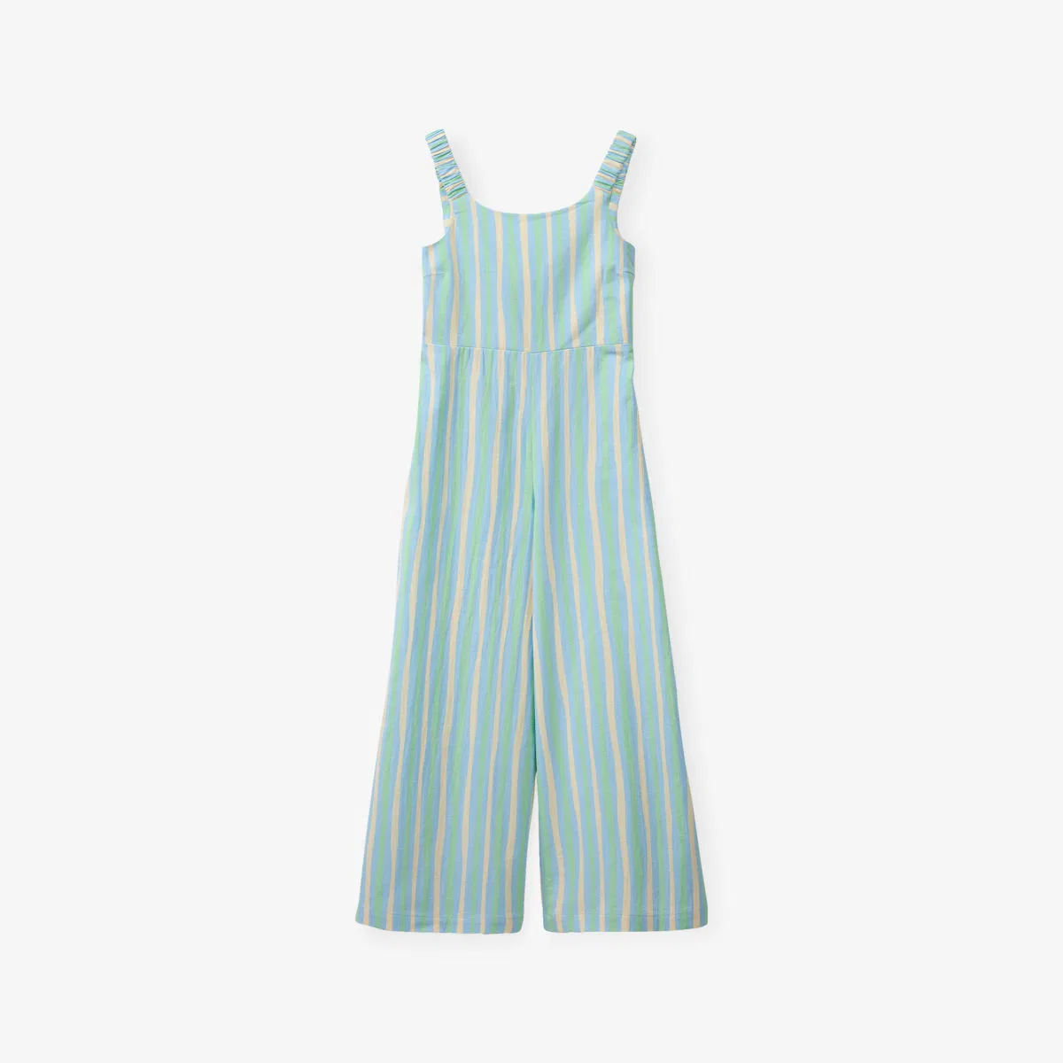 Хлопковый комбинезон в полоску на эластичных бретелях, 6-13 лет Benetton, мультиколор