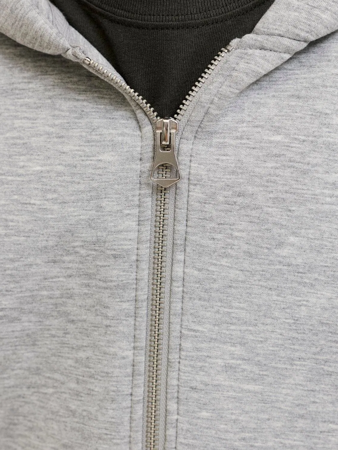 Худи на молнии с капюшоном Jcolegacy Jack & Jones Junior, светло-серый меланж — фото 2