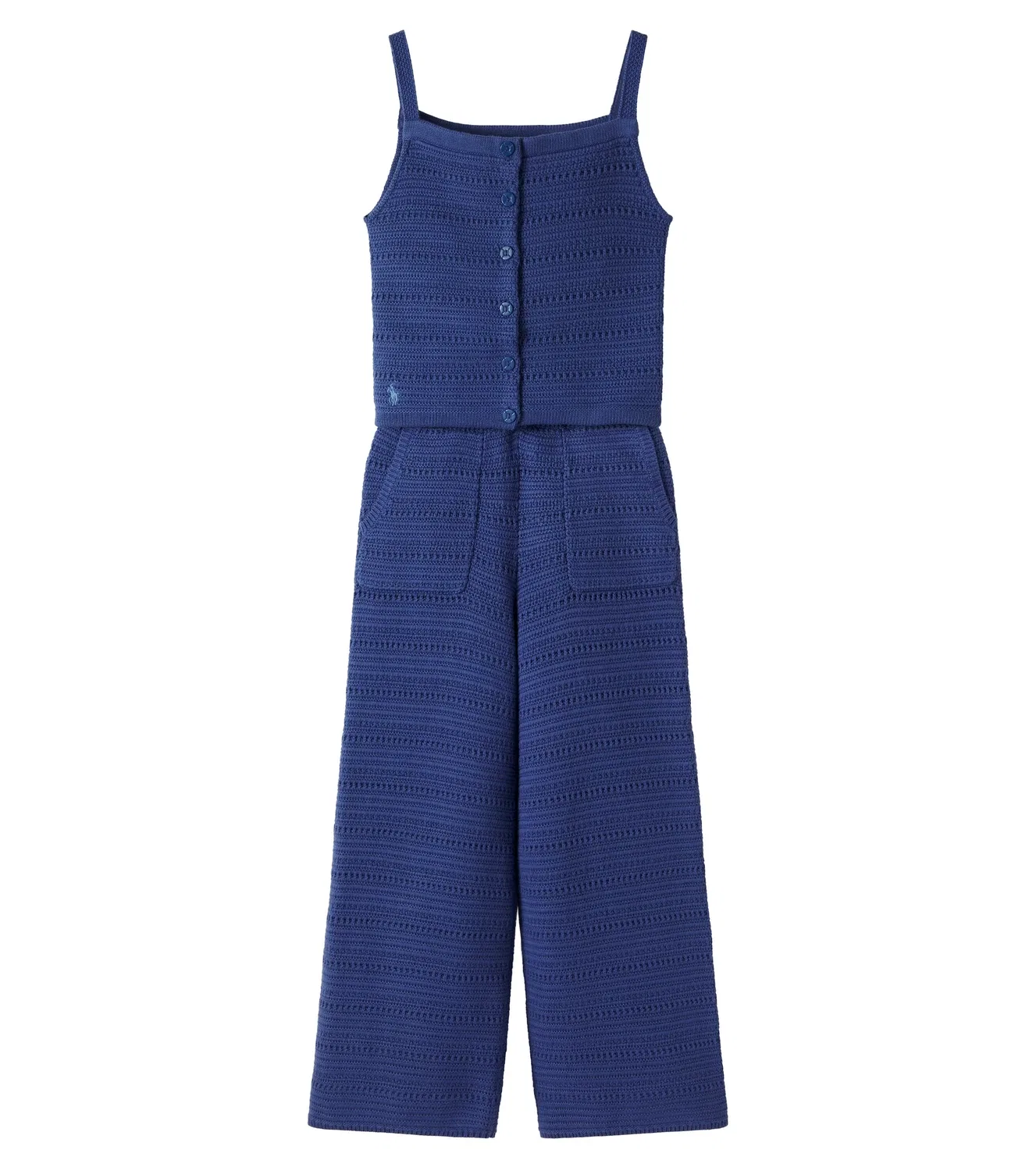Комплект из топа с рукавами и брюк Polo Ralph Lauren Kids, синий