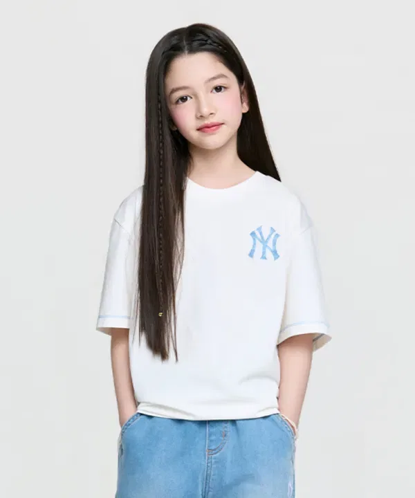 Футболка с принтом Street Monogram, Mlb Kids, айвори — фото 4