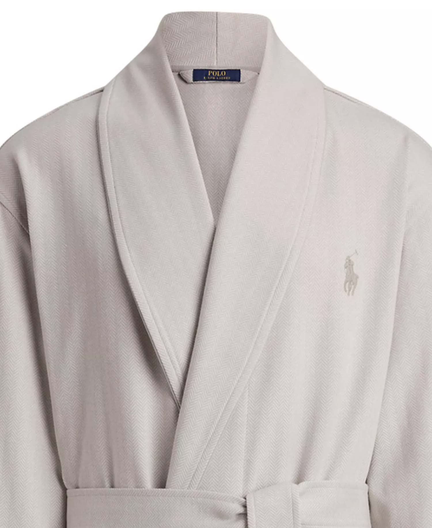 Мужской халат с жаккардовым узором "елочка" Polo Ralph Lauren, серый — фото 2