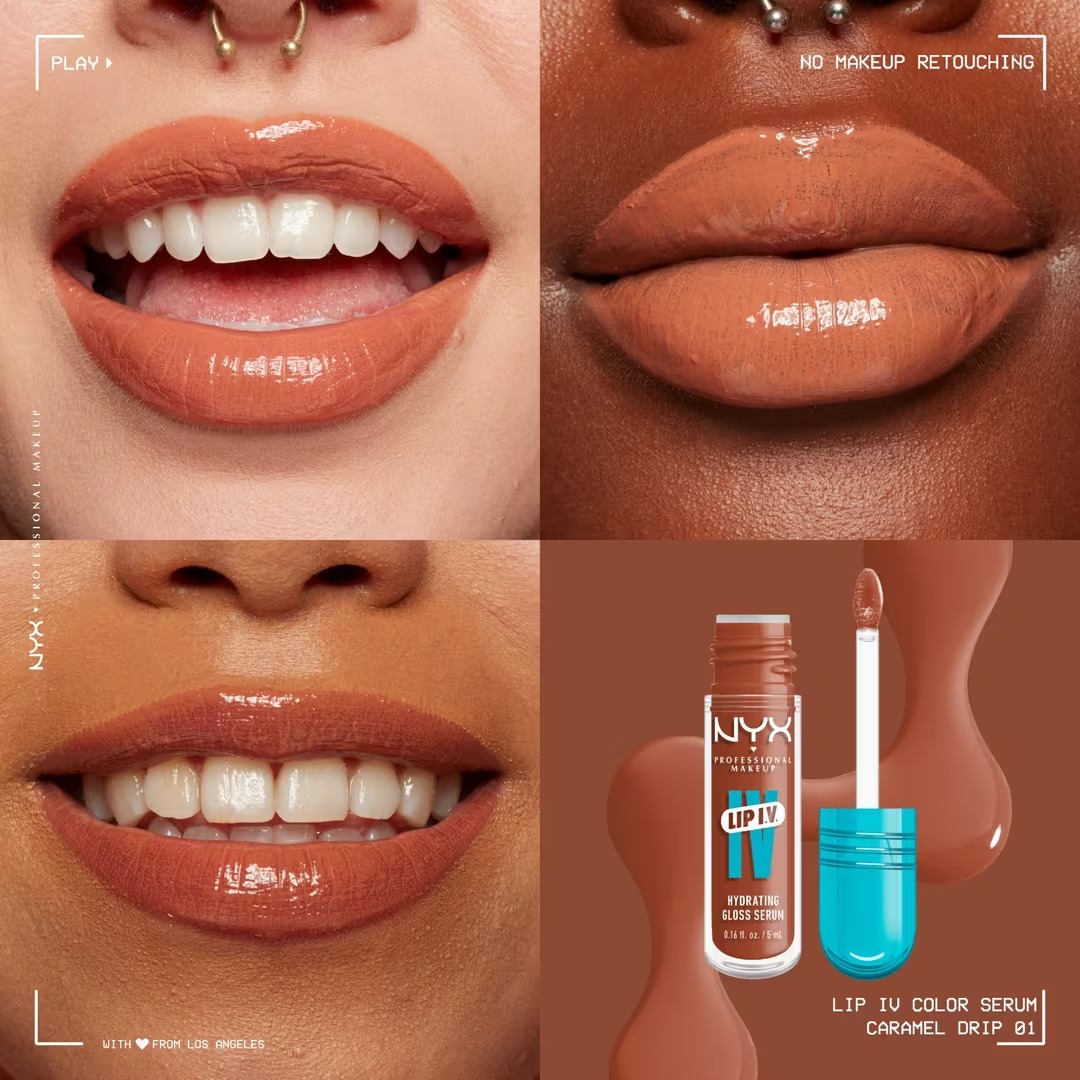 Увлажняющий блеск для губ NYX Professional Makeup Lip I.V. Hydrating Gloss Stain, Caramel Drip, 5 мл — фото 4
