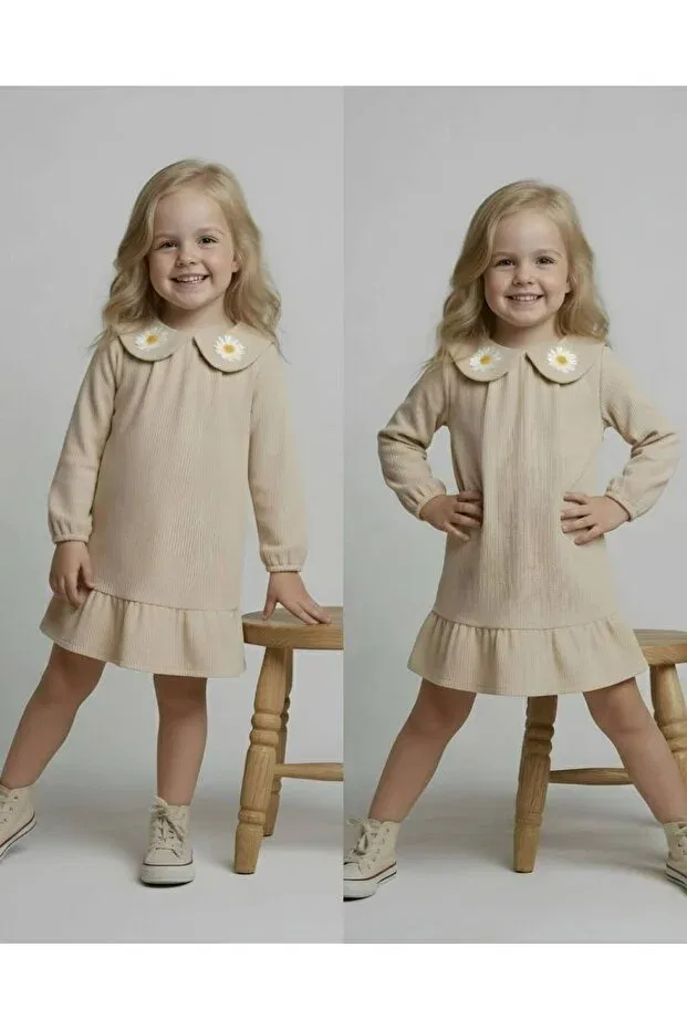 Детское платье для девочек с вышивкой Lucky Kidswear, Beige — фото 2