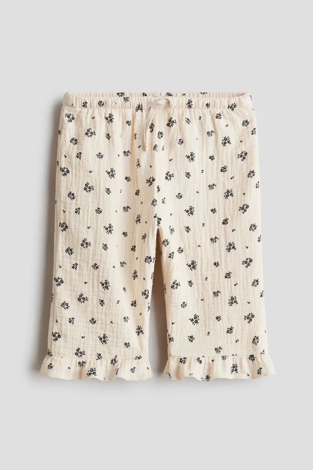 Брюки из хлопчатобумажной ткани H&M, Light Beige/Floral