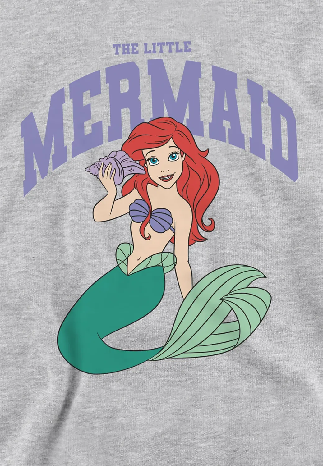 Детский худи с принтом Little Mermaid Collegiate Disney, Heather Grey — фото 2