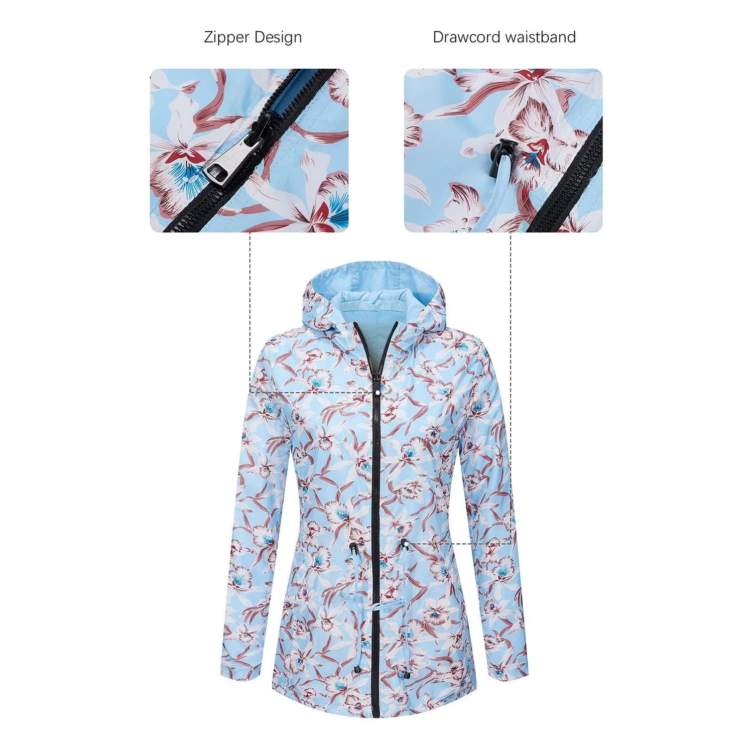 Женская ветровка с капюшоном Elegant Women's Windbreaker Jacket, 03 ABlue — фото 4