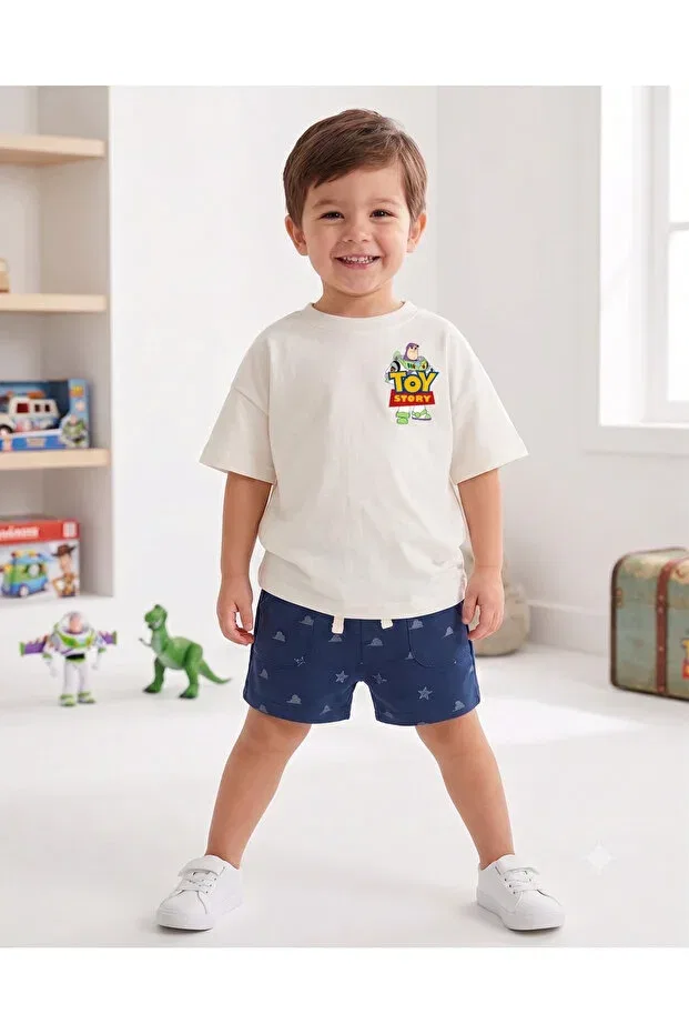 Детская футболка оверсайз с принтом Double-Sided Printed Unisex Oversize Kids T-Shirt Babytex, Ecru