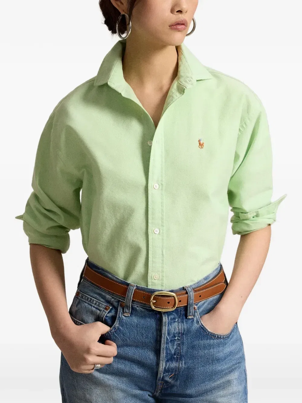 Рубашка с вышивкой пони Polo Ralph Lauren, зеленый — фото 3