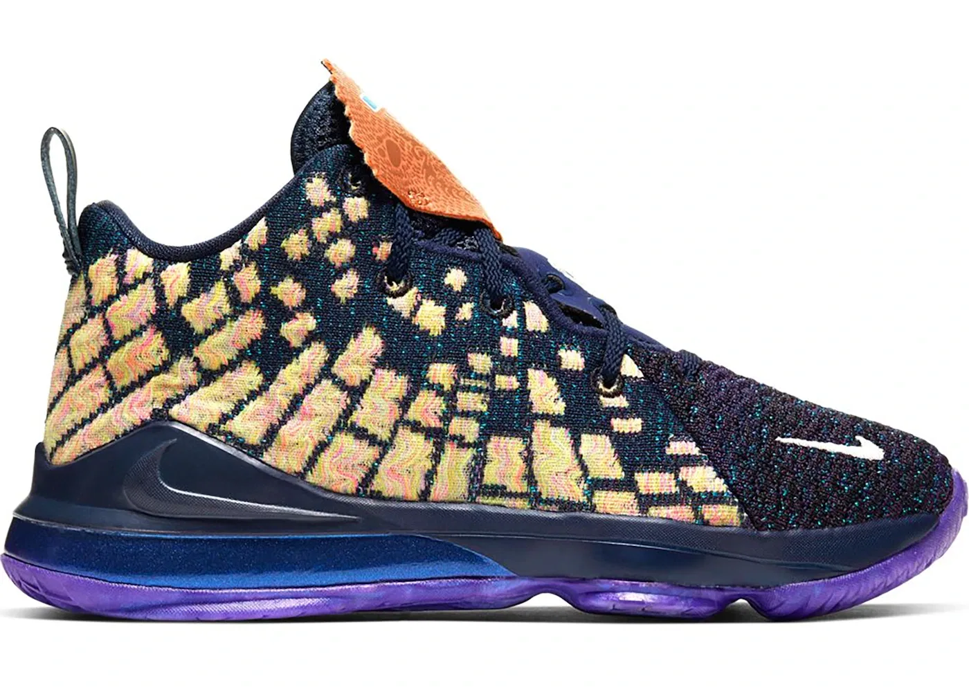 Детские кроссовки для мальчиков баскетбольные Nike LeBron 17, Navy Heather/Multi-Color-Black