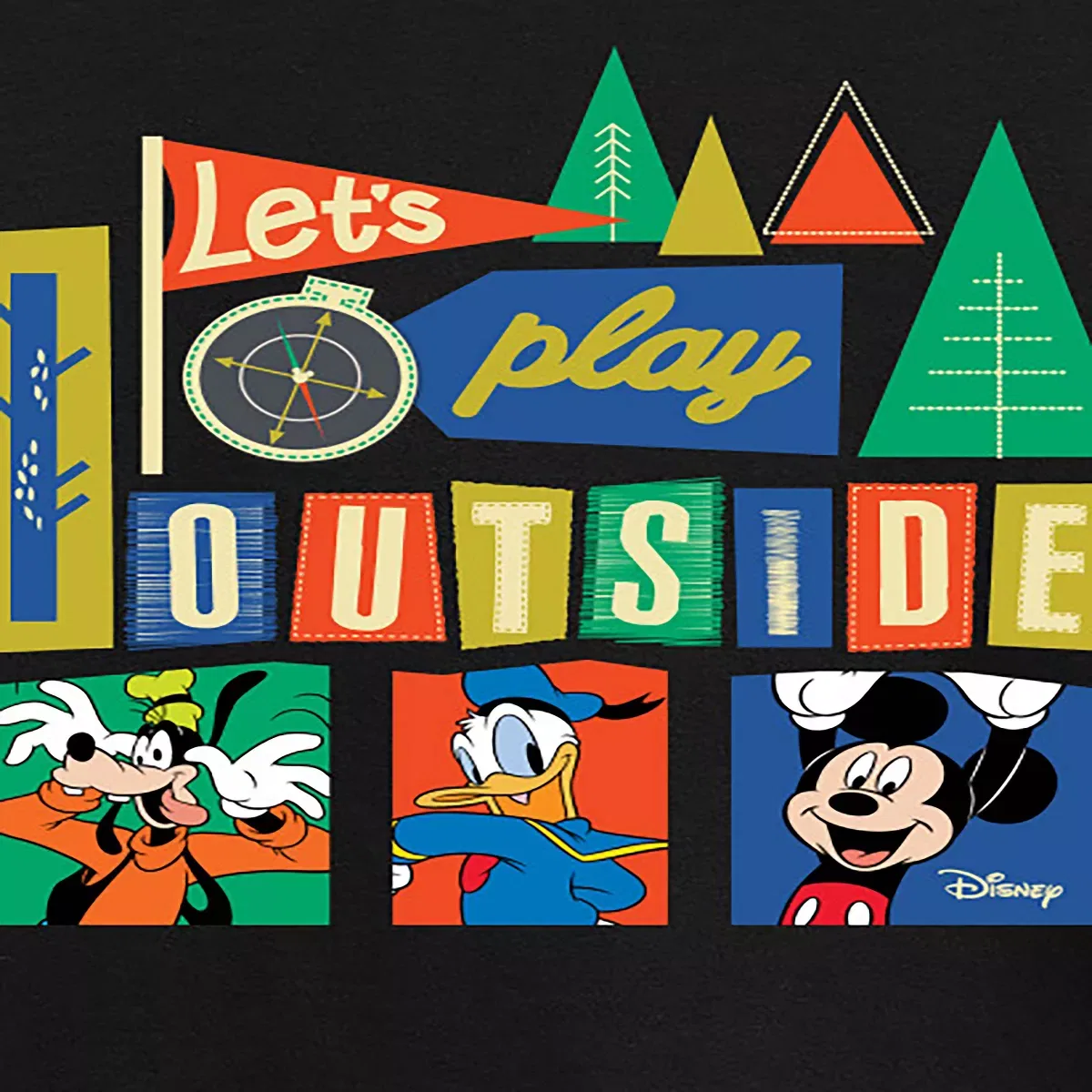 Детская футболка с длинным рукавом с принтом Disney Lets Play Outside, Черный — фото 2
