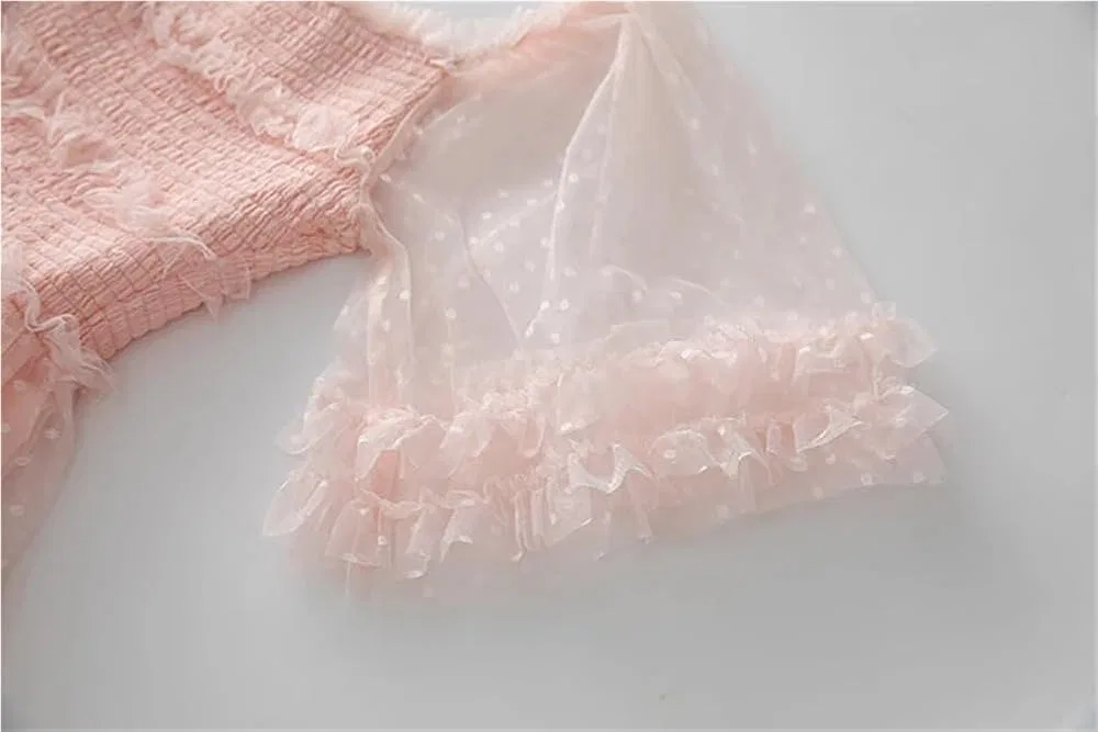 Женское летнее платье макси с открытой спиной, Polka Dot Embroidery, розовый — фото 3