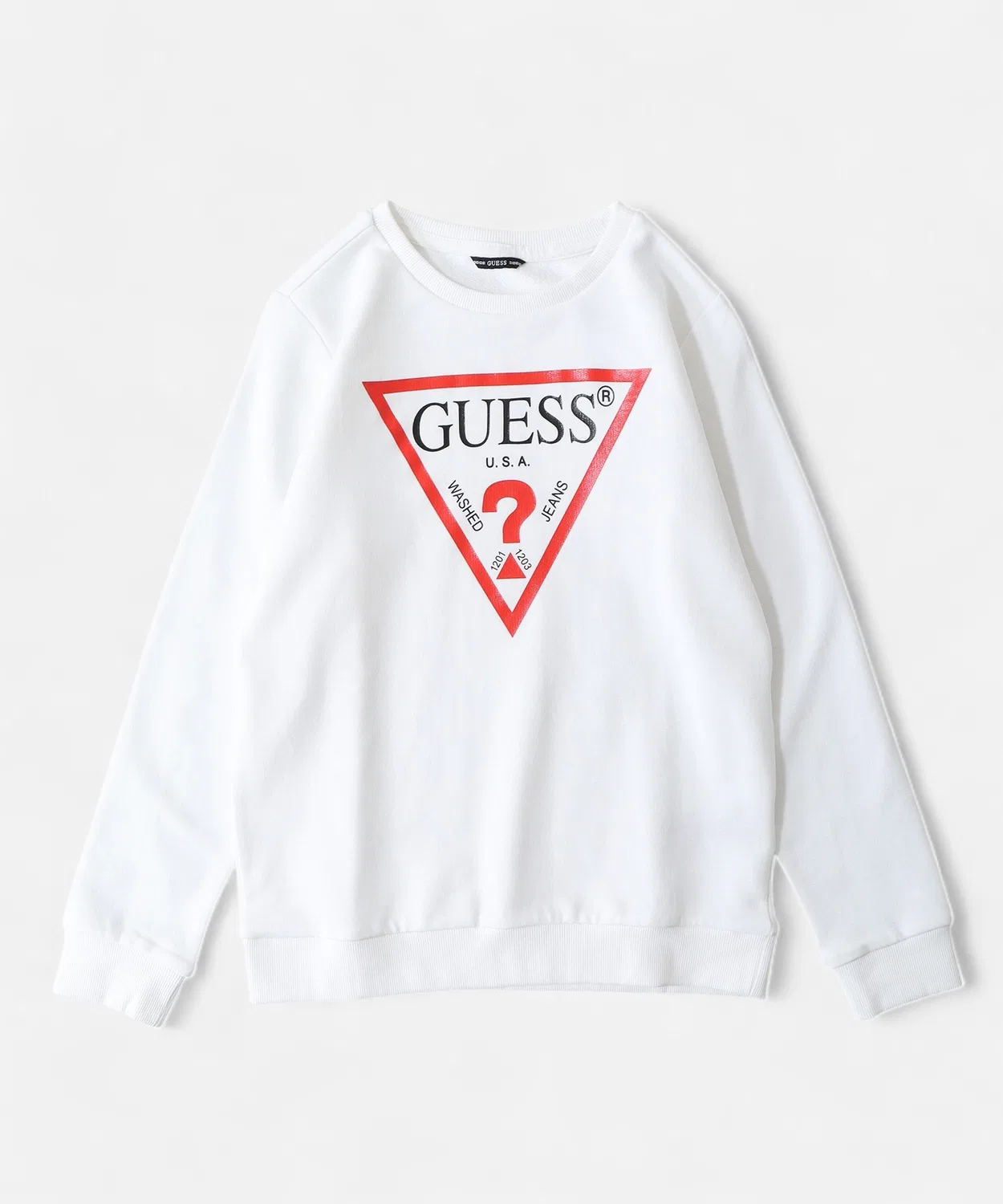 FUNALIVE Детский свитшот с длинным рукавомс принтом GUESS, Белый